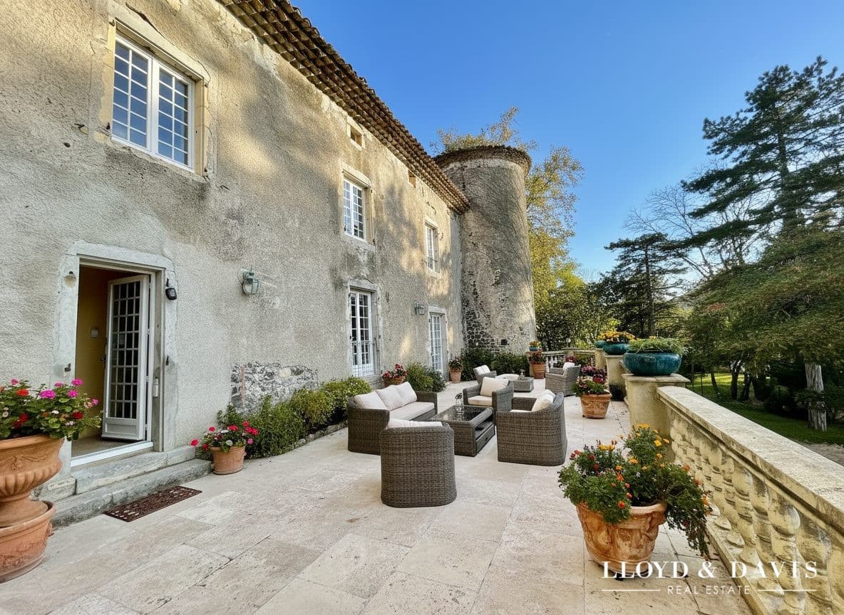 Medieval Castle With Towers And Swimming Pool Overlooking The Ardèche Mountains 3