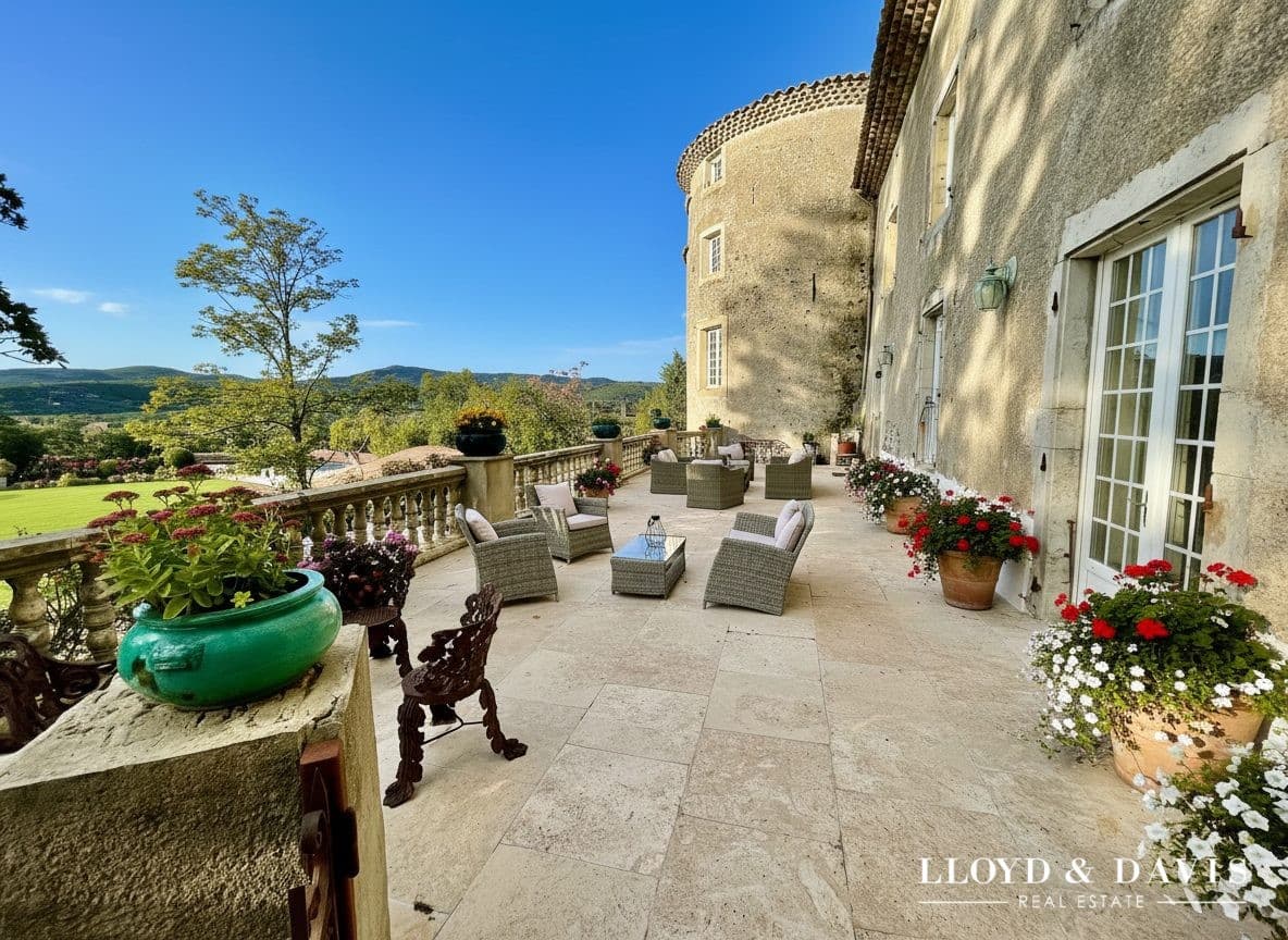 Medieval Castle With Towers And Swimming Pool Overlooking The Ardèche Mountains 4