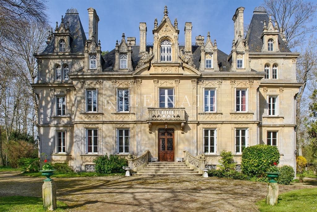 Elegant Neogothic Château with 12 Bedrooms and 7000 Sqm Park — Château for sale in Calvados, France