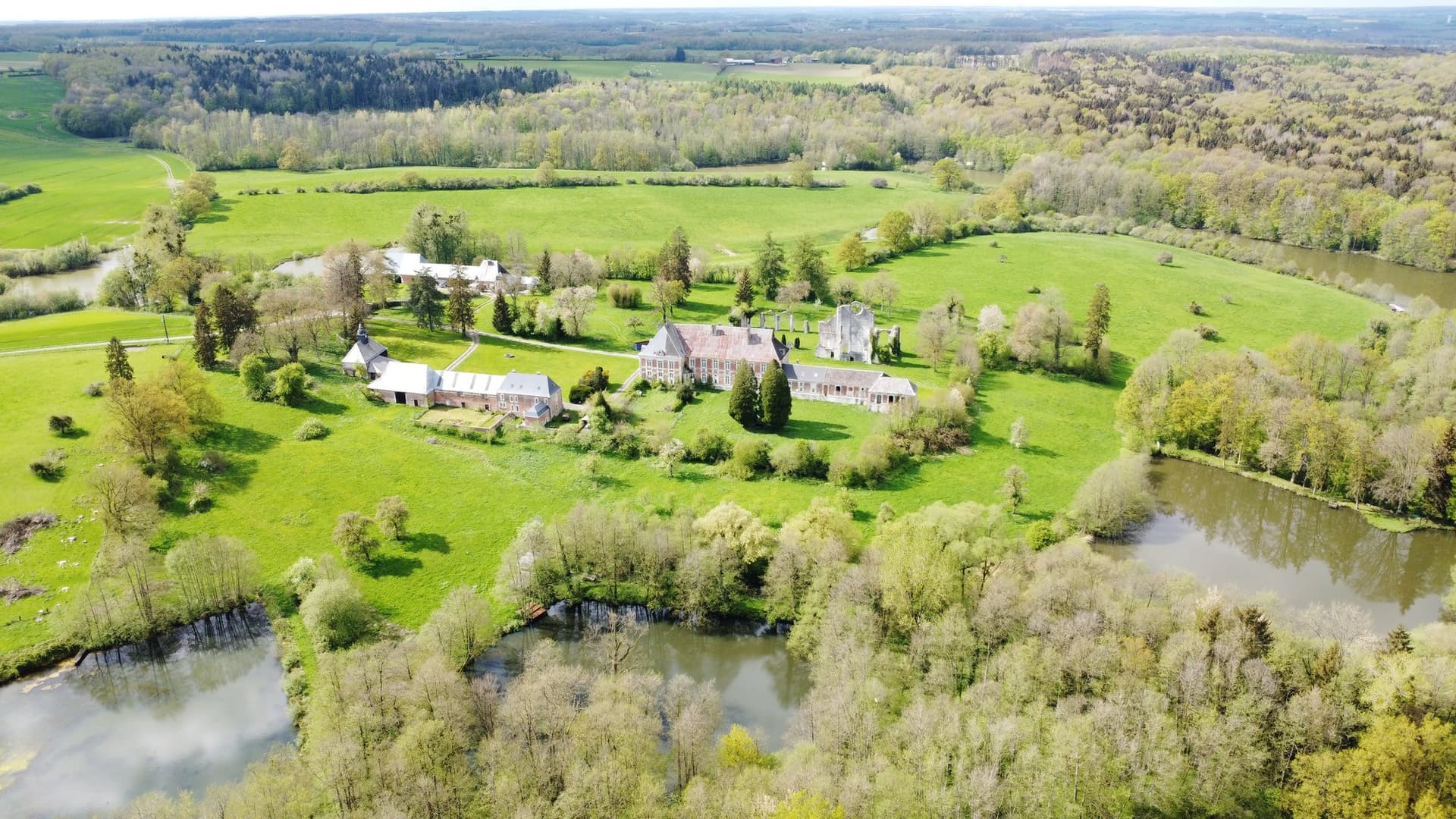 Former Cistercian Abbey 56 Hectares 8 Ponds Abbey Palace Sumptuous Environment 3 Houses — Medieval Castle for sale in Grand Est, France